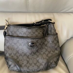 Damaged Coach Charcoal Signature Logo Shoulder Bag